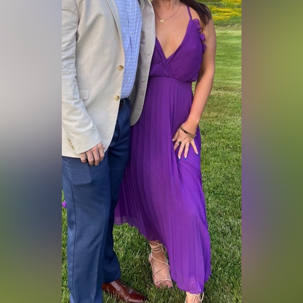 Zara Vibrant Purple Pleated Maxi Dress